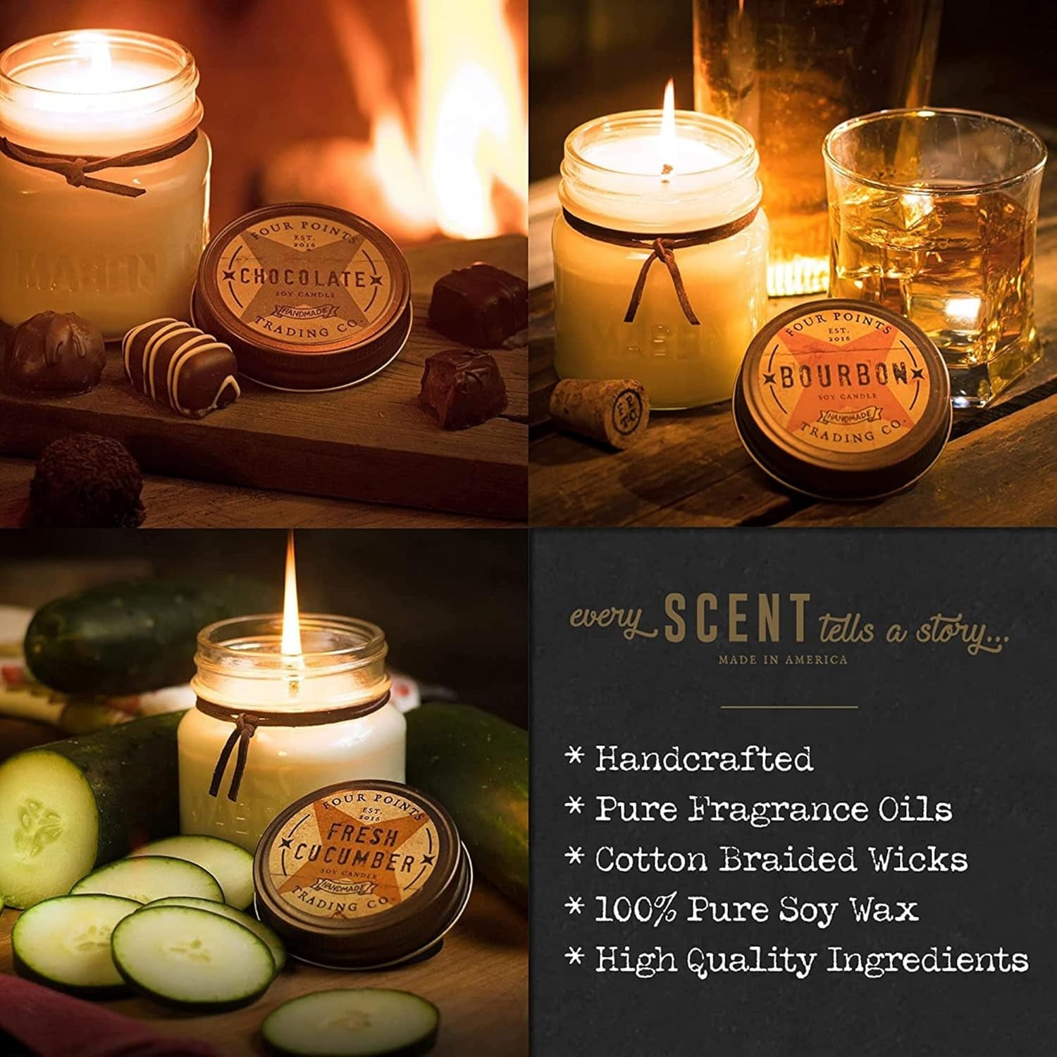 Four Points Trading Company Candles - Spiced Cranberry Aromatherapy Candle - Perfect Candle for Women or Men - Great for Birthday, Grandma, Mom, Home and Apartment Decor - 100% Soy Candle - 8Oz