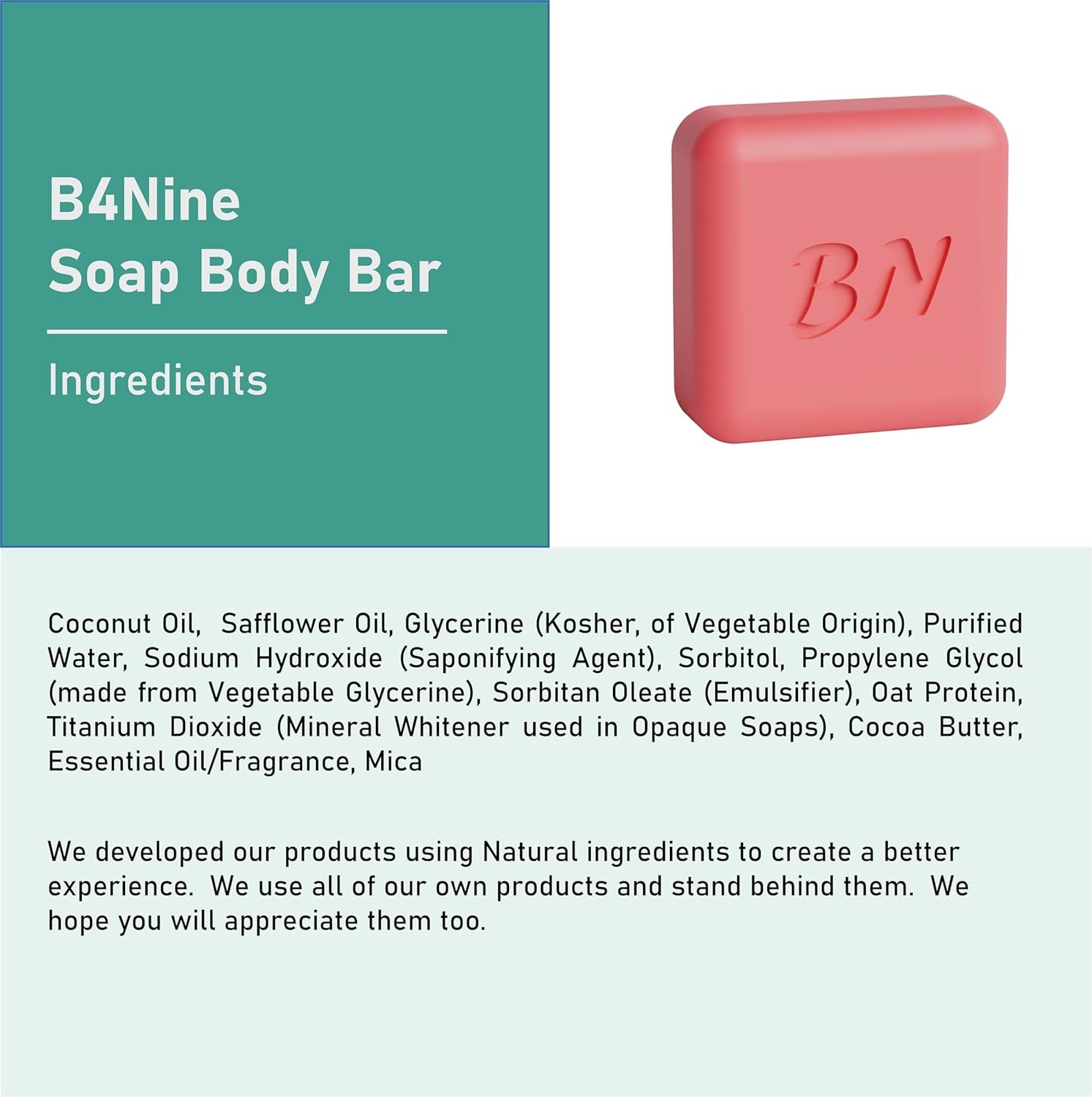 B4Nine Natural Soap Bar - Deep Cleansing and Hydration for All Skin Types - Nourishing with Coconut Oil and Cocoa Butter - Strawberry Bliss, 4.5 Oz