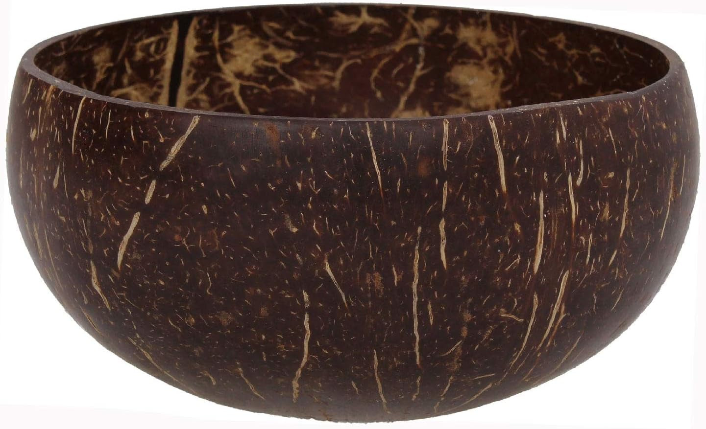 Natural Coconut Bowls and Spoons Set of 2 - Polished with Coconut Oil, Durable, Lightweight, Useful, Large Wooden Serving Bowl for Salads, Breakfast, Decoration, Vegan Organic Friendly