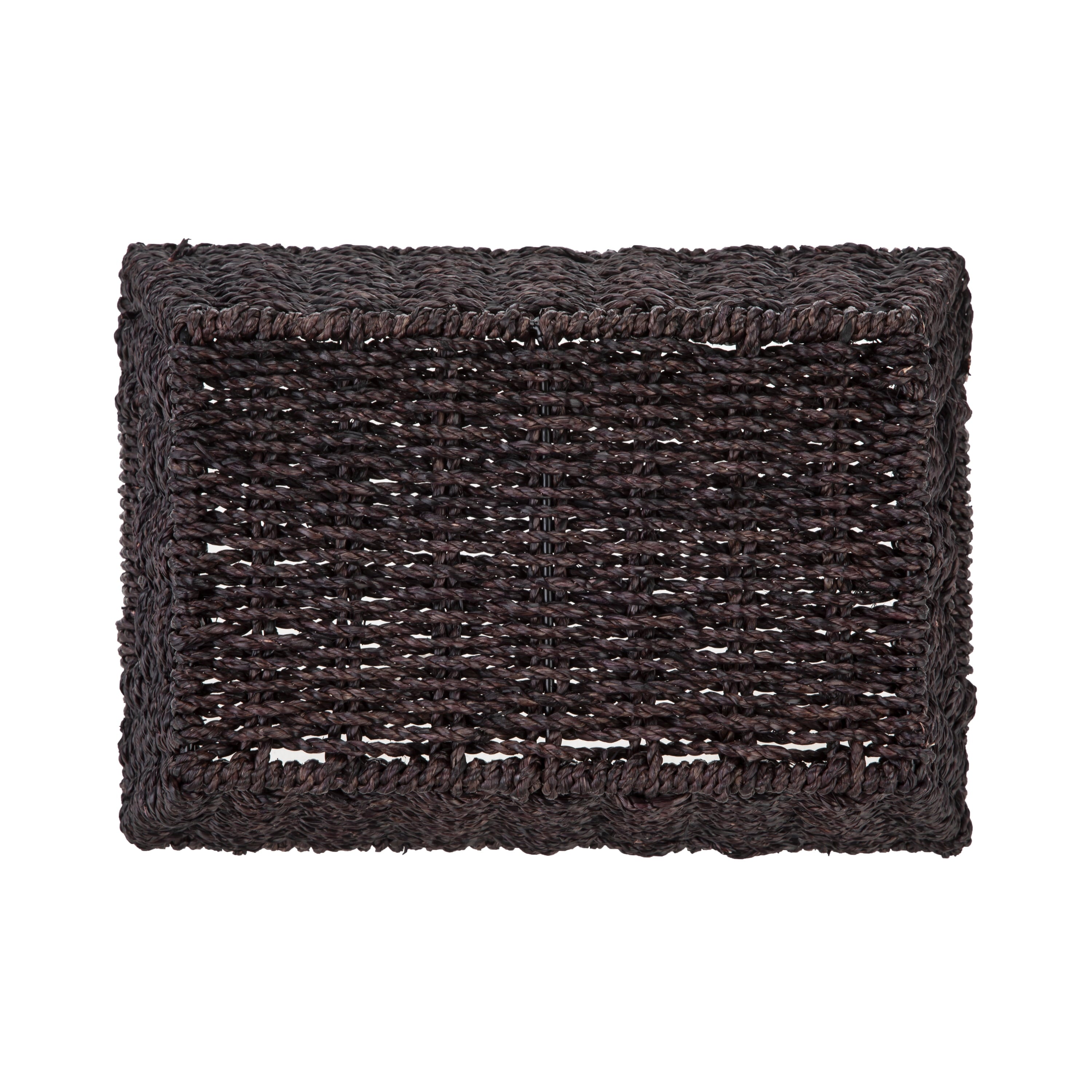 (6 Pack)  Espresso Handwoven Seagrass Basket, Rectangle