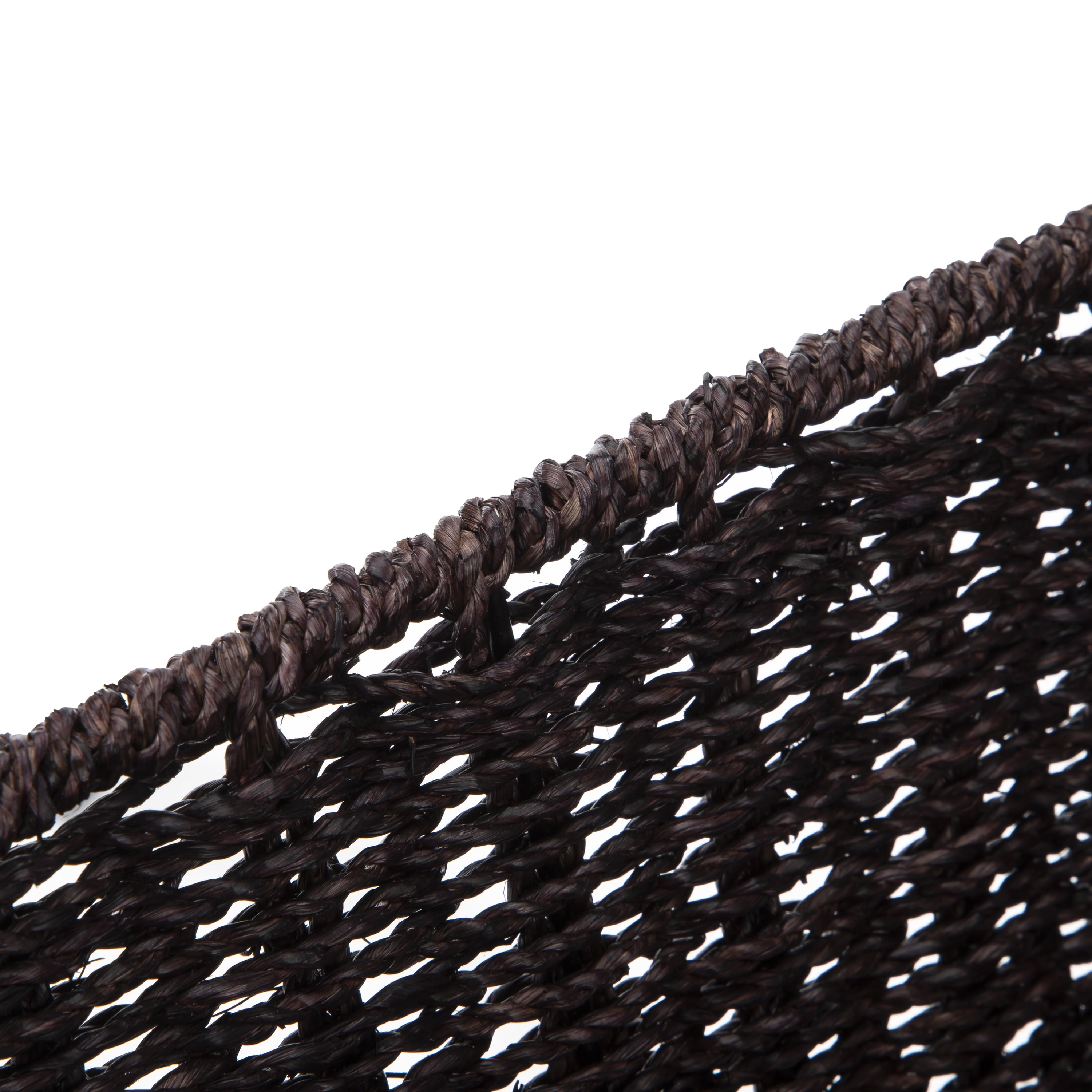 (6 Pack)  Espresso Handwoven Seagrass Basket, Rectangle