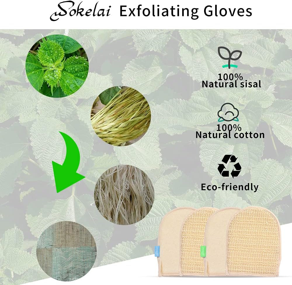 Exfoliating Loofah Mitt Shower Gloves - Bath Glove Body Scrubber Exfoliator for Remove Dead Skin, Loofa Scrub Mittens for Exfoliation, Double-Sided Luffa Sponges Facial Body Pads for Men Women Bathing