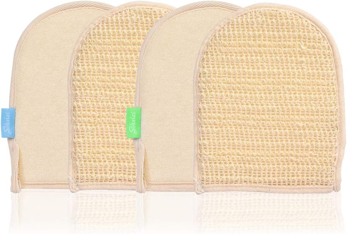 Exfoliating Loofah Mitt Shower Gloves - Bath Glove Body Scrubber Exfoliator for Remove Dead Skin, Loofa Scrub Mittens for Exfoliation, Double-Sided Luffa Sponges Facial Body Pads for Men Women Bathing