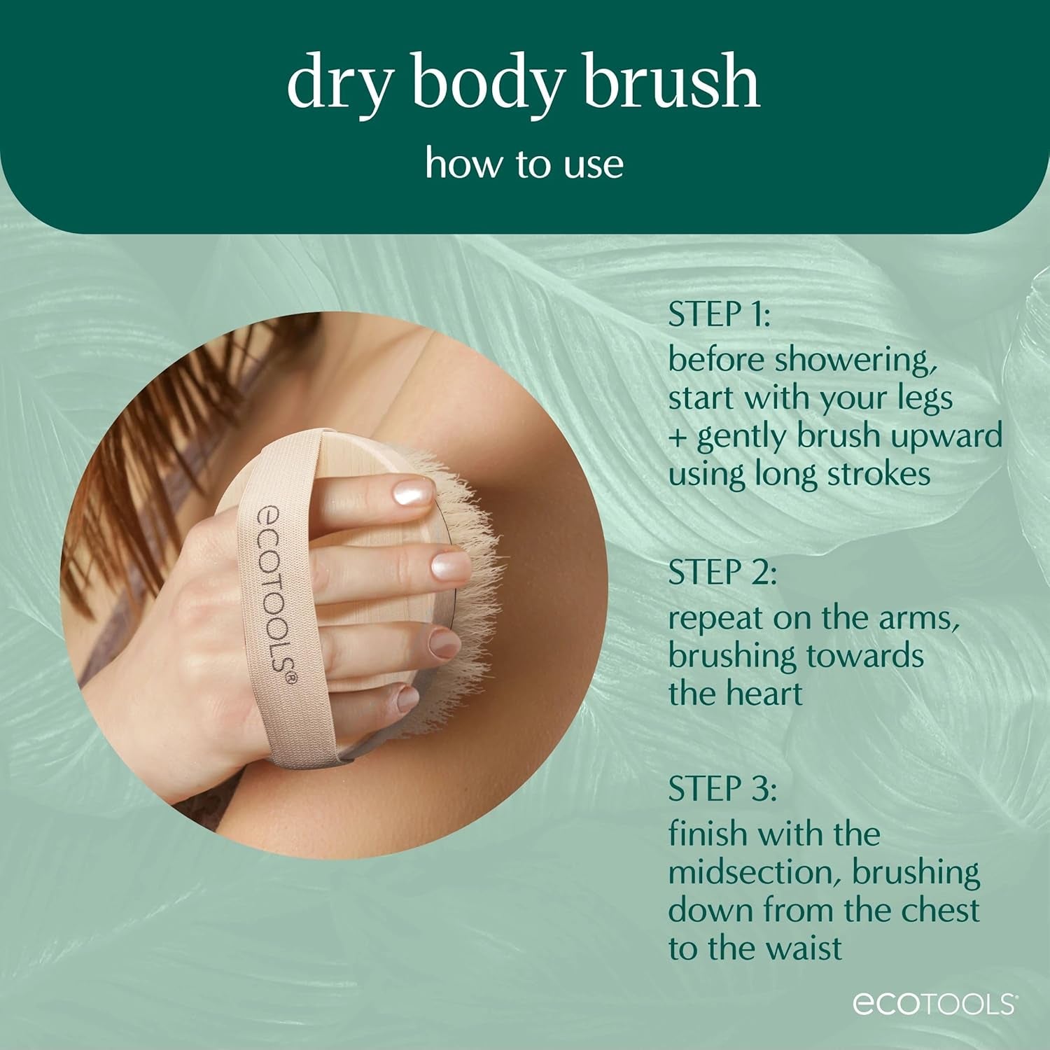 Dry Body Brush, Cruelty-Free Bristles Exfoliate & Smooth Skin, Dry Brushing Removes Flaky Skin, May Help Improve Circulation & Tone, Eco-Friendly Skincare Tool, Vegan & Cruelty-Free, 1 Count
