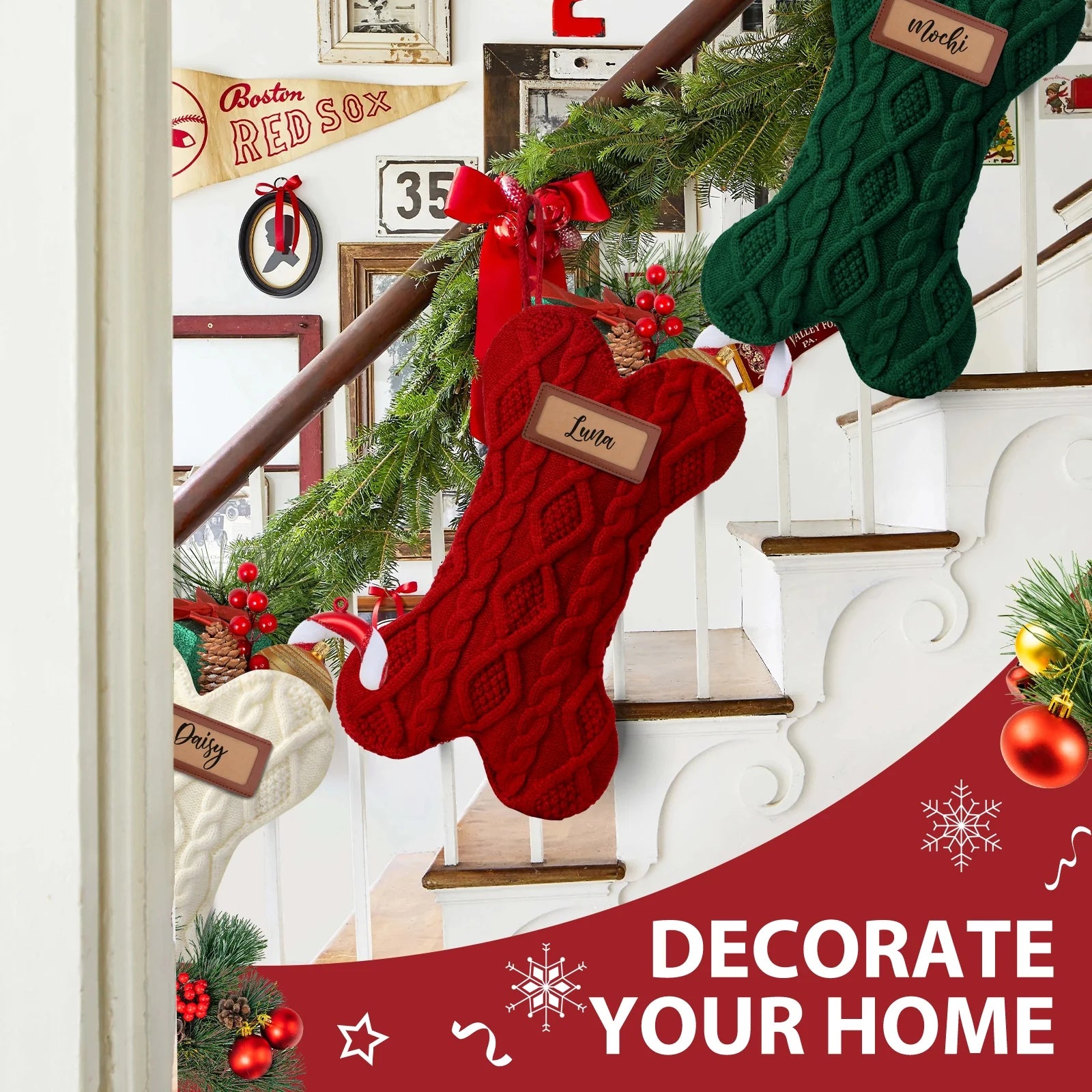 Doggie Bone Christmas Stocking (3pcs 18inch )