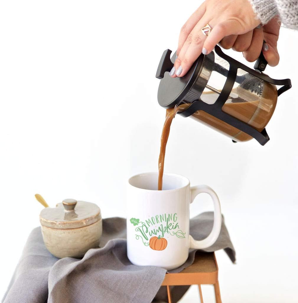 Morning Pumpkin Porcelain Ceramic Autumn, Thanksgiving and Fall Coffee Mug