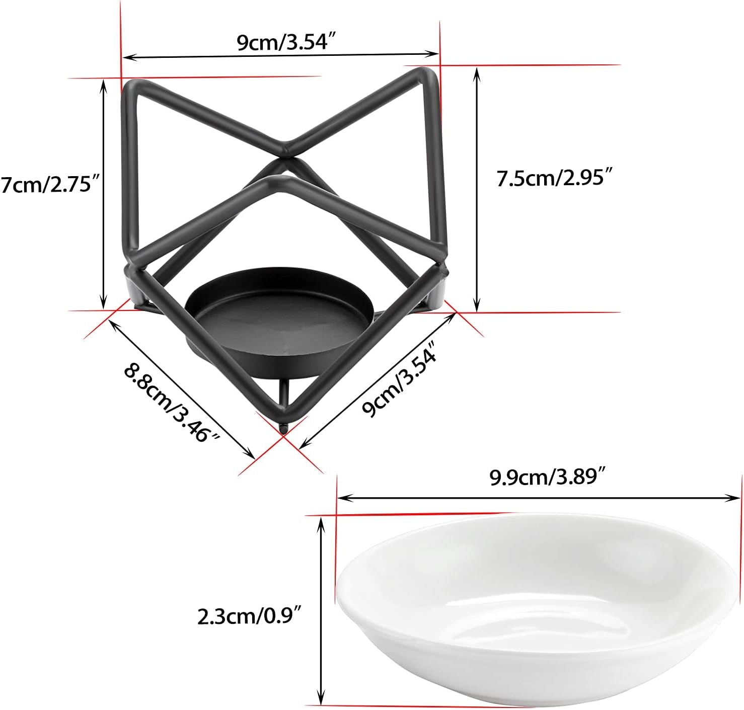 Euro Metal Oil Burner Wax Warmer, Delicate Romantic Ceramic Tealight Candle Holder Oil Burner, Fragrance Warmer Aromatherapy Wax Candle Tart Burner Warmer Diffuser for Home Bedroom Décor