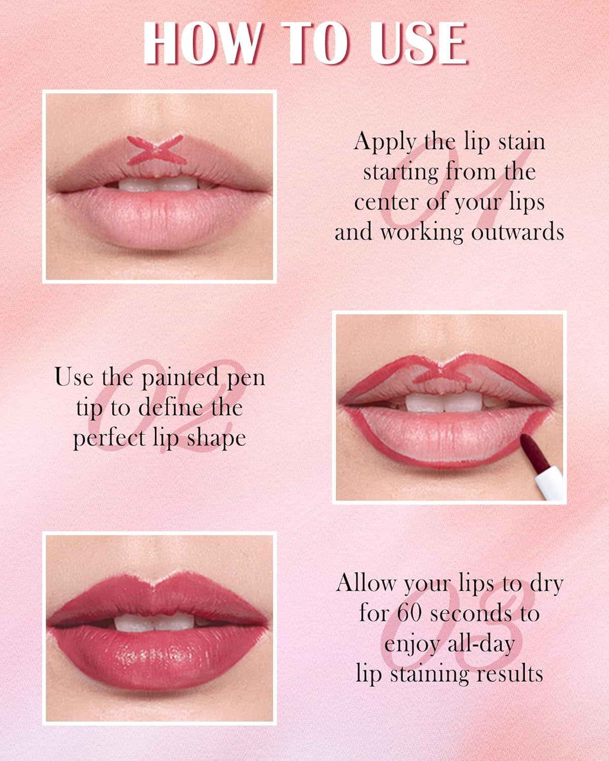 Lip Stain Liner Pen-Hydrating Lip Tint Stain Lip Makeup Tattoo Pencil,Matte Color Look,Longlasting Waterproof Lipstain Lipgloss,Precise Chisel Tip Smooth,Thanksgiving Makeup Gift for Women-01+03+06