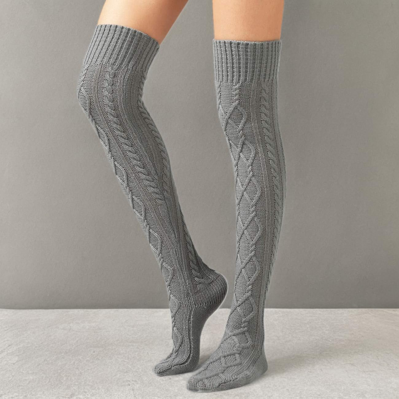 Women'S Cable Knit Thigh High Boot Socks Extra Long Winter Stockings Leg Warmers