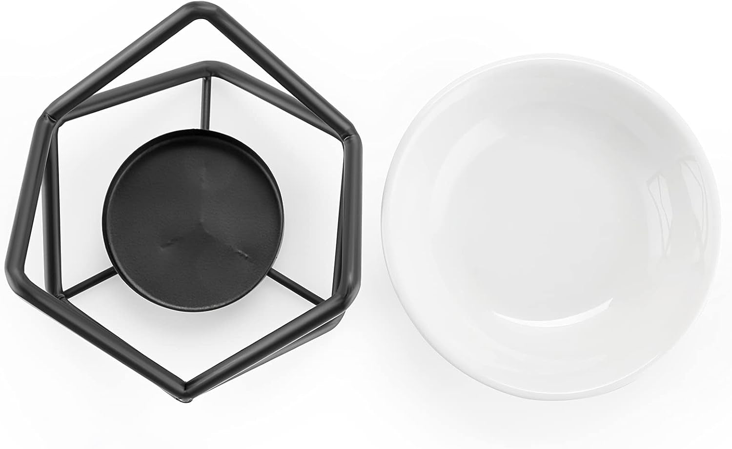 Euro Metal Oil Burner Wax Warmer, Delicate Romantic Ceramic Tealight Candle Holder Oil Burner, Fragrance Warmer Aromatherapy Wax Candle Tart Burner Warmer Diffuser for Home Bedroom Décor