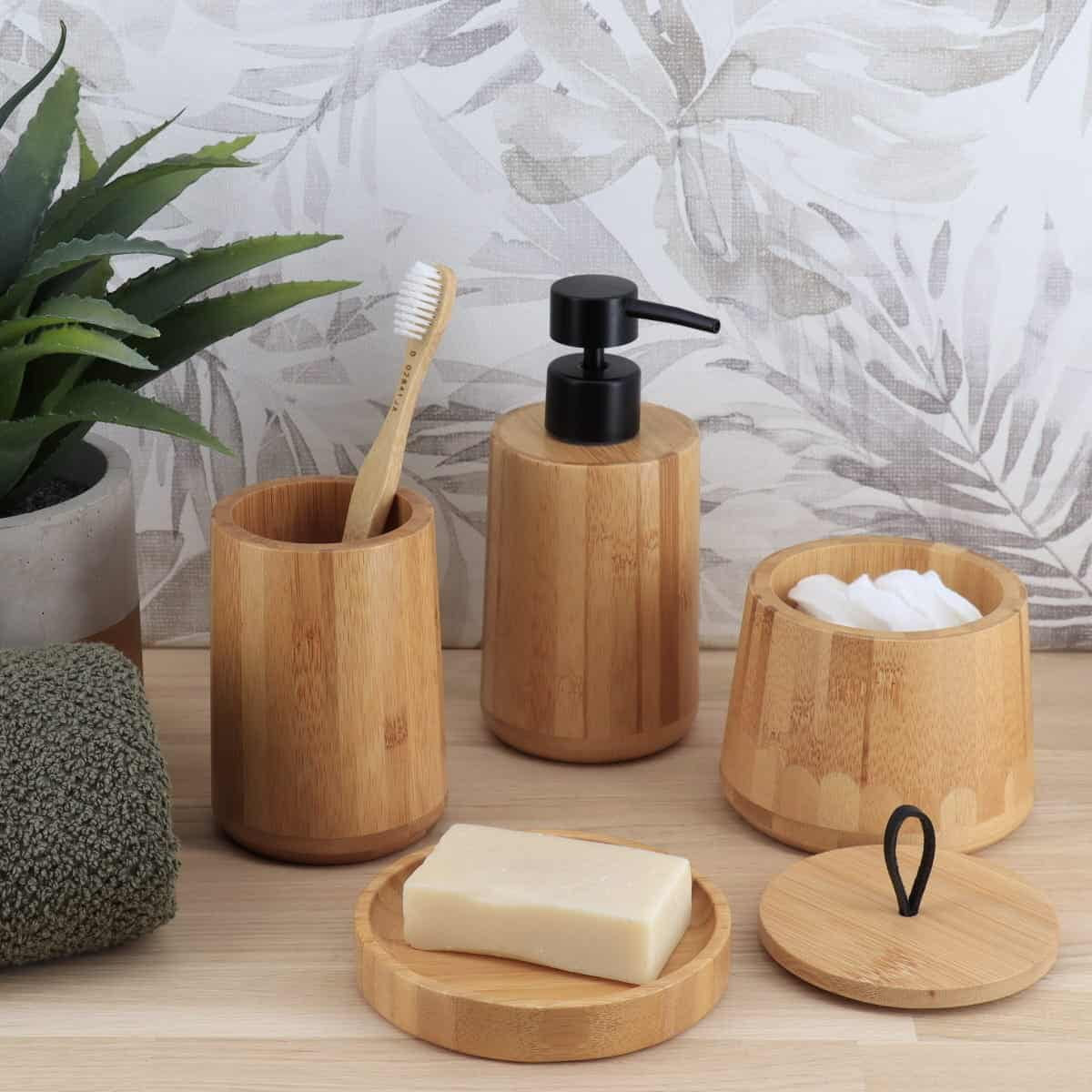 Natural Bamboo Liquid Soap Dispenser with Matte Black Pump - Refillable Wooden Hand Wash Dispenser, 10 Fl Oz - Perfect Bathroom & Kitchen Accessory for Daily Use