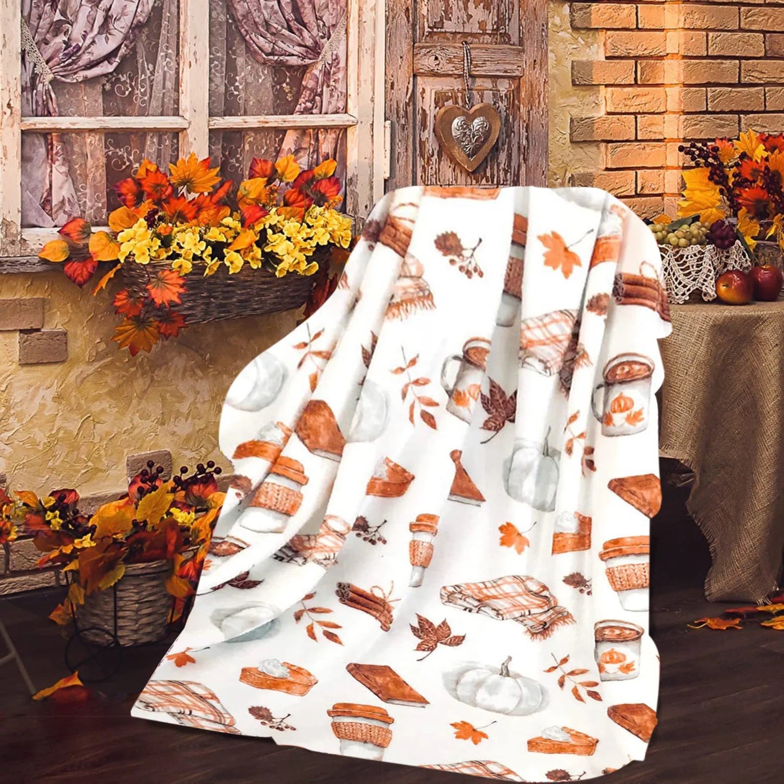 Throw Blank under $5!  Fall Decor Throw Blanket, Soft Warm Autumn Maple Leaves Thanksgiving Throws Nap Blankets for Living Room Couch Bed Chair Dorm