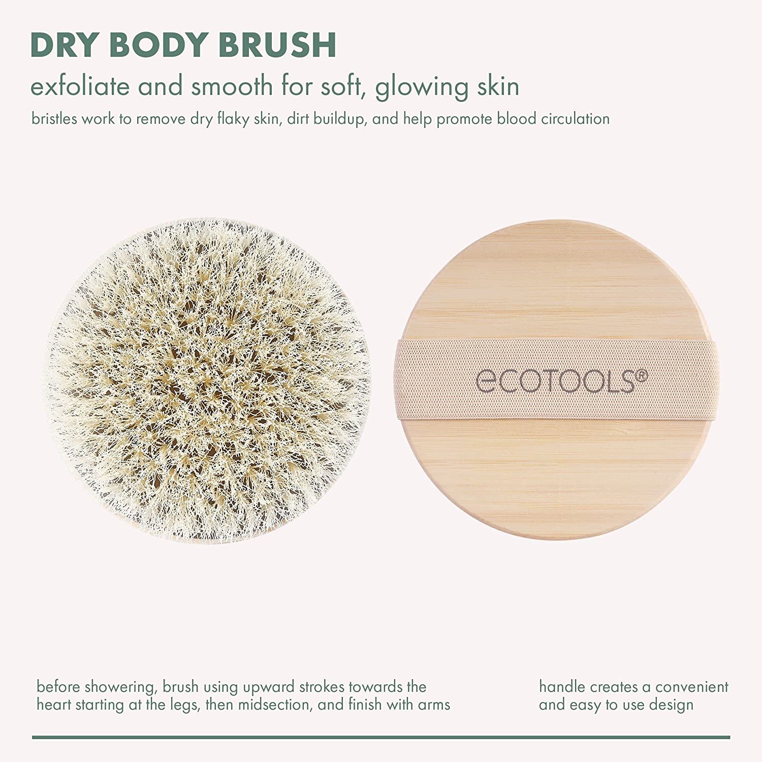 Dry Body Brush, Cruelty-Free Bristles Exfoliate & Smooth Skin, Dry Brushing Removes Flaky Skin, May Help Improve Circulation & Tone, Eco-Friendly Skincare Tool, Vegan & Cruelty-Free, 1 Count