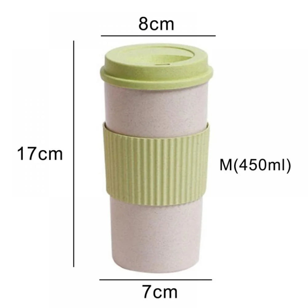 Eco Friendly Reusable Coffee Cup with Lid, Sustainable Wheat Fiber BPA Free Dishwasher and Microwave Safe Portable Eco Cup