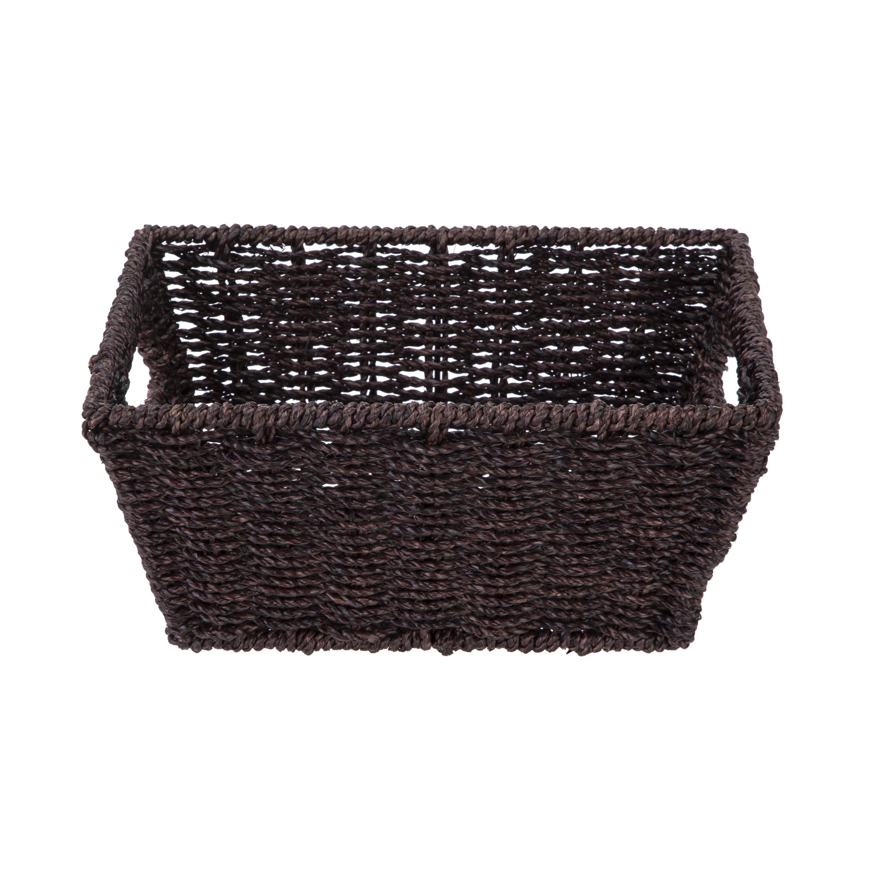 (6 Pack)  Espresso Handwoven Seagrass Basket, Rectangle