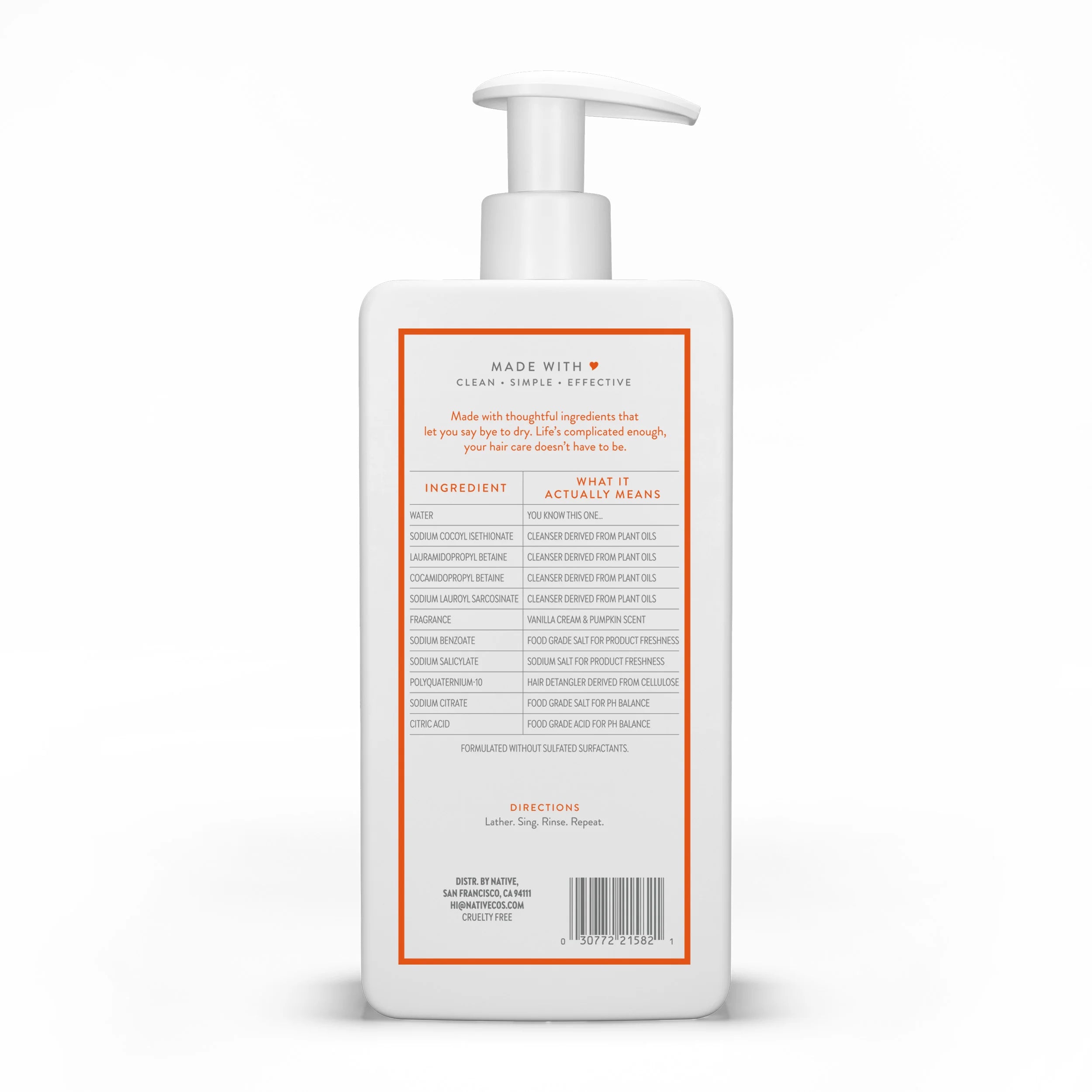 Limited Edition Moisturizing Shampoo, Vanilla Cream and Pumpkin, for Women and Men 16.5 Oz