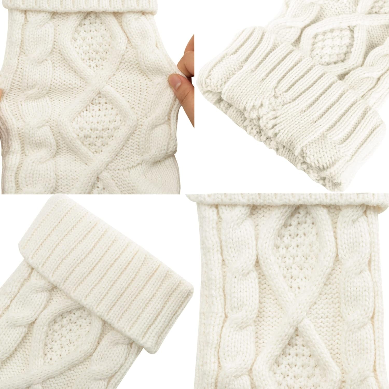 Unique Ivory White Knitted Holiday Stockings, (18" 4PCS)