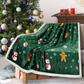 Christmas Blanket Holiday Theme Print Warm Sherpa Fleece Throw Sofa Couch Bed