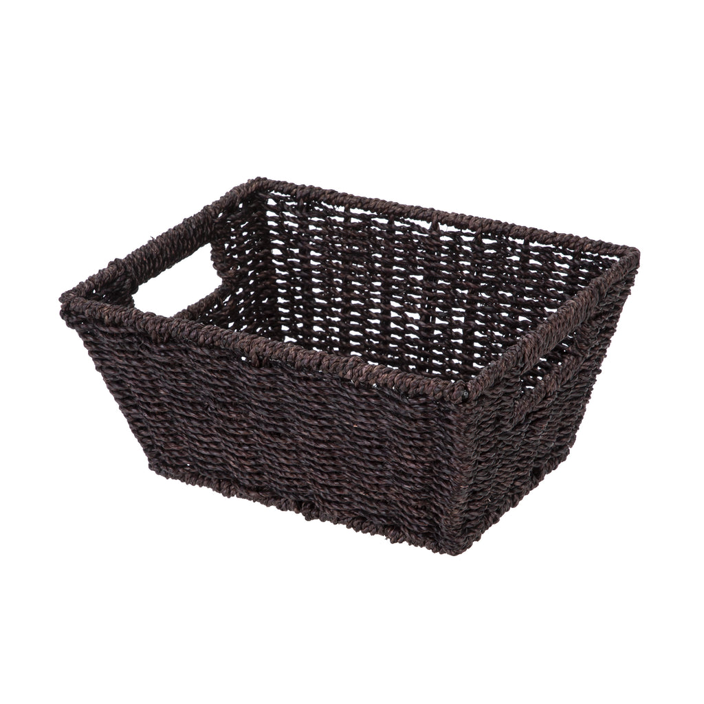 (6 Pack)  Espresso Handwoven Seagrass Basket, Rectangle