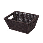 (6 Pack)  Espresso Handwoven Seagrass Basket, Rectangle