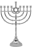 Silvertone Candle Menorah for Chanukah - Traditional Rounded Branches, 9" High