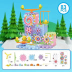 Montessori Kids Electric Gear Building Toy Set Spinning Gears Set Gear Rail Car Big Building STEM Construction Christmas Toy