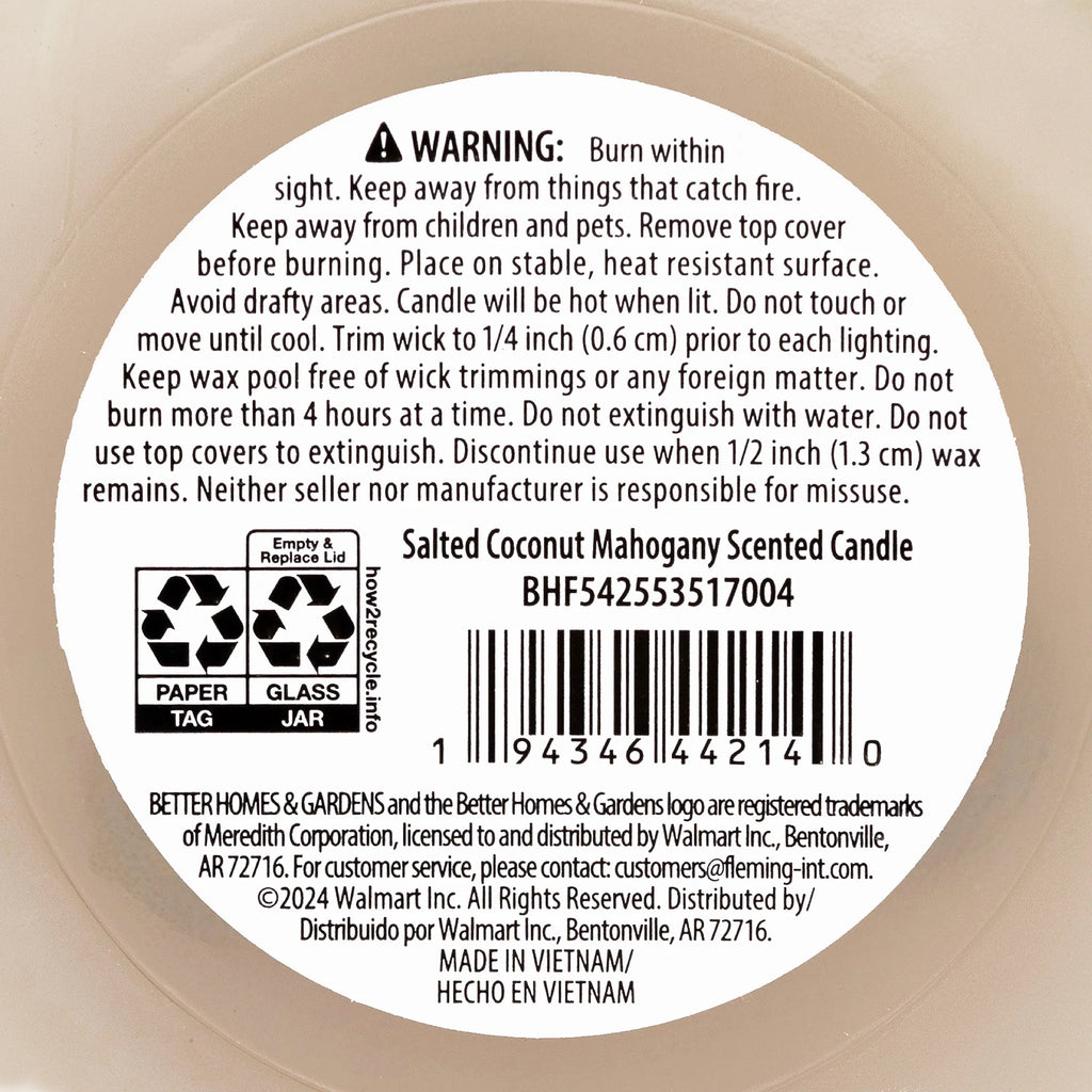 Better Homes and Gardens 3-Wick Pumpkin Jar Candle, Salted Coconut Mahogany, 30 Oz