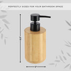 Natural Bamboo Liquid Soap Dispenser with Matte Black Pump - Refillable Wooden Hand Wash Dispenser, 10 Fl Oz - Perfect Bathroom & Kitchen Accessory for Daily Use
