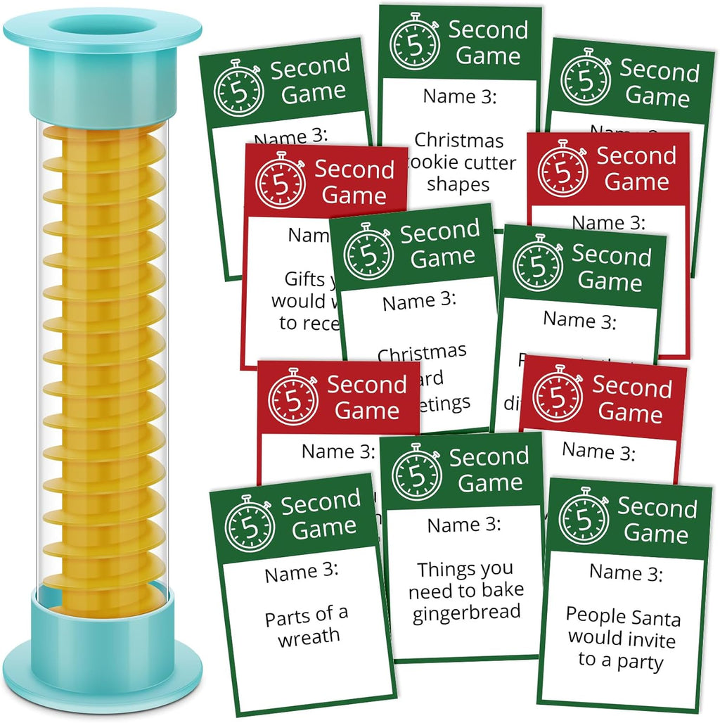 Christmas 5 Second Game, Christmas Party Games 72 Cards and 5 Second Hourglass F