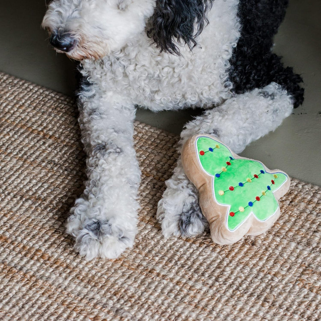 Christmas Sugar Cookie Plush Dog Toy (Christmas Tree, Large)- Squeaky Holiday Pet Gift Toy