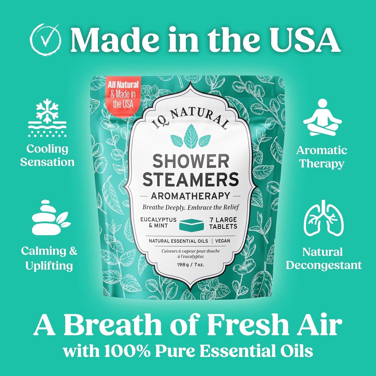 Eucalyptus Shower Steamers Aromatherapy for Women- USA Made - Shower Bombs Aromatherapy for Women, Vapor Shower Tablets, Menthol Shower Scent Steamers Cold and Flu, Organic Shower Steamer