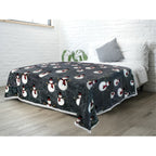 Christmas Blanket Holiday Theme Print Warm Sherpa Fleece Throw Sofa Couch Bed