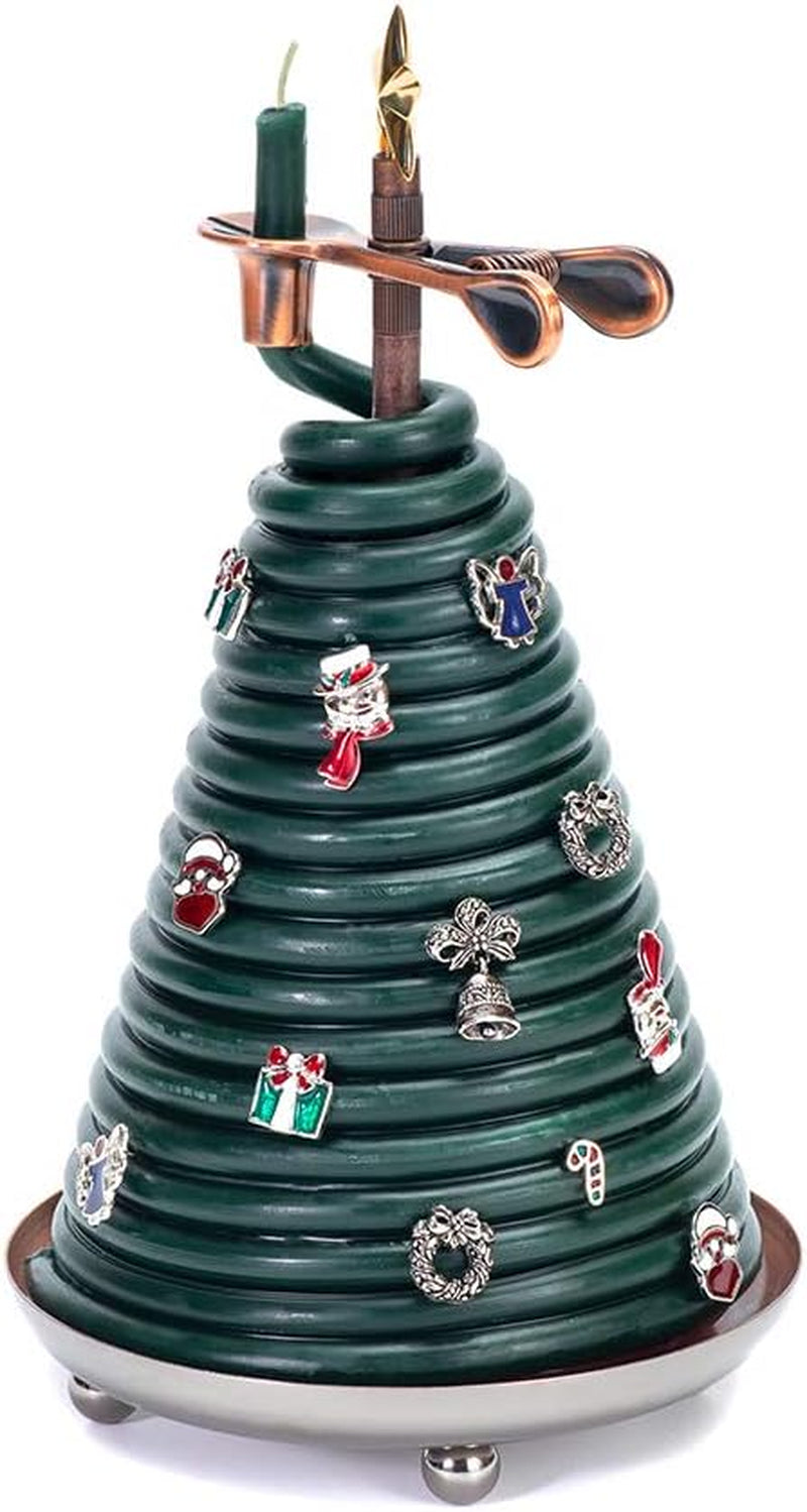 80-Hour Christmas Tree Candle with 14 Charms, Eco-Friendly Natural Beeswax with Cotton Wick