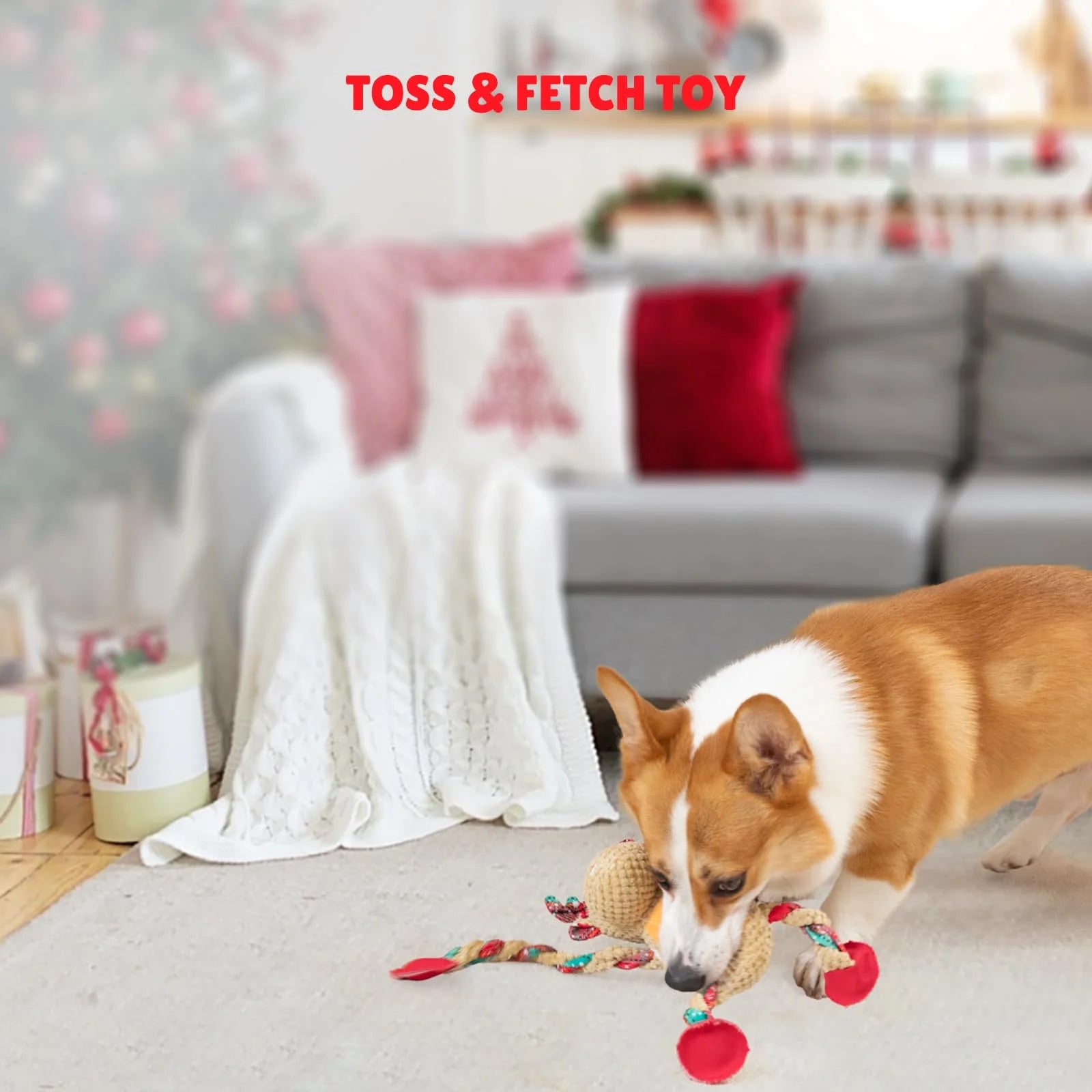 Christmas Dog Toys for Large Dogs,Squeaky Dog Toys, Tug of War Dog Plush Toys,Large Stuffed Dog Toys for Large Dogs with Crinkled Paper,Stuffed Animals Toys for Dogs to Keep Them Busy