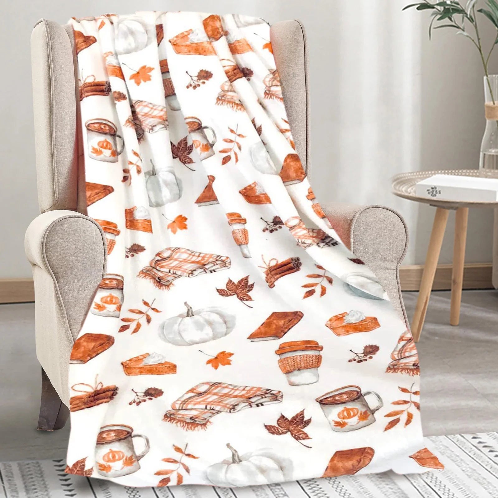 Throw Blank under $5!  Fall Decor Throw Blanket, Soft Warm Autumn Maple Leaves Thanksgiving Throws Nap Blankets for Living Room Couch Bed Chair Dorm