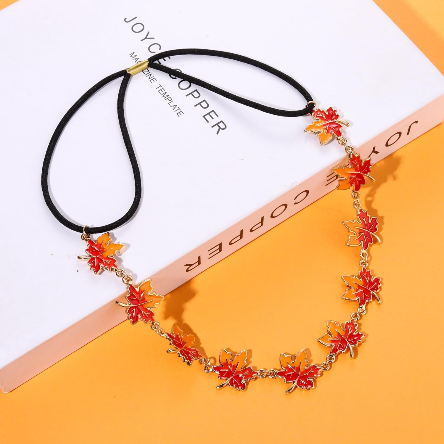 Fall Headband Thanksgiving Headband for Women Autumn Maple Leaf Hair Accessories Stretch Hairband Headpieces for Women Fall Holiday Party Decoration(Maple Leaf)