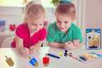 Craft-A-Dreidel, Create Your Own Custom, Kit Includes 2 Wooden Dreidels, 3 Colors, 1 Brush, 1 Glitter, Fun and Educational (2 Dreidels)