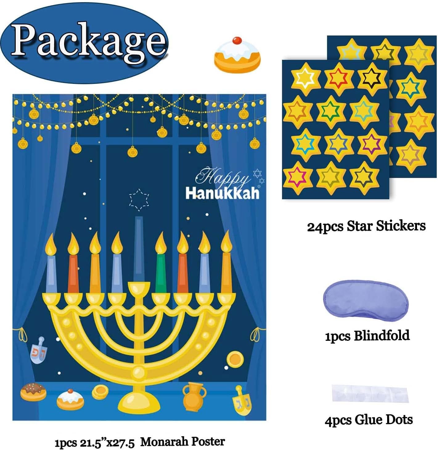 Hanukkah Games: Pin the Star on the Menorah & Chanukah Party Decorations
