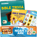 3X Set Bible Games for Kids 4-6 - Board Bingo Game - Bible Trivia for Family - Noah Ark Toy
