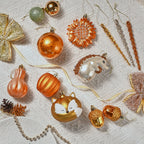 40Ct Shatterproof Fall Ornaments Orange Hanging Harvest Decor Thanksgiving Decorations with Hedgehogs Flowers for Harvest Holiday Party Gift