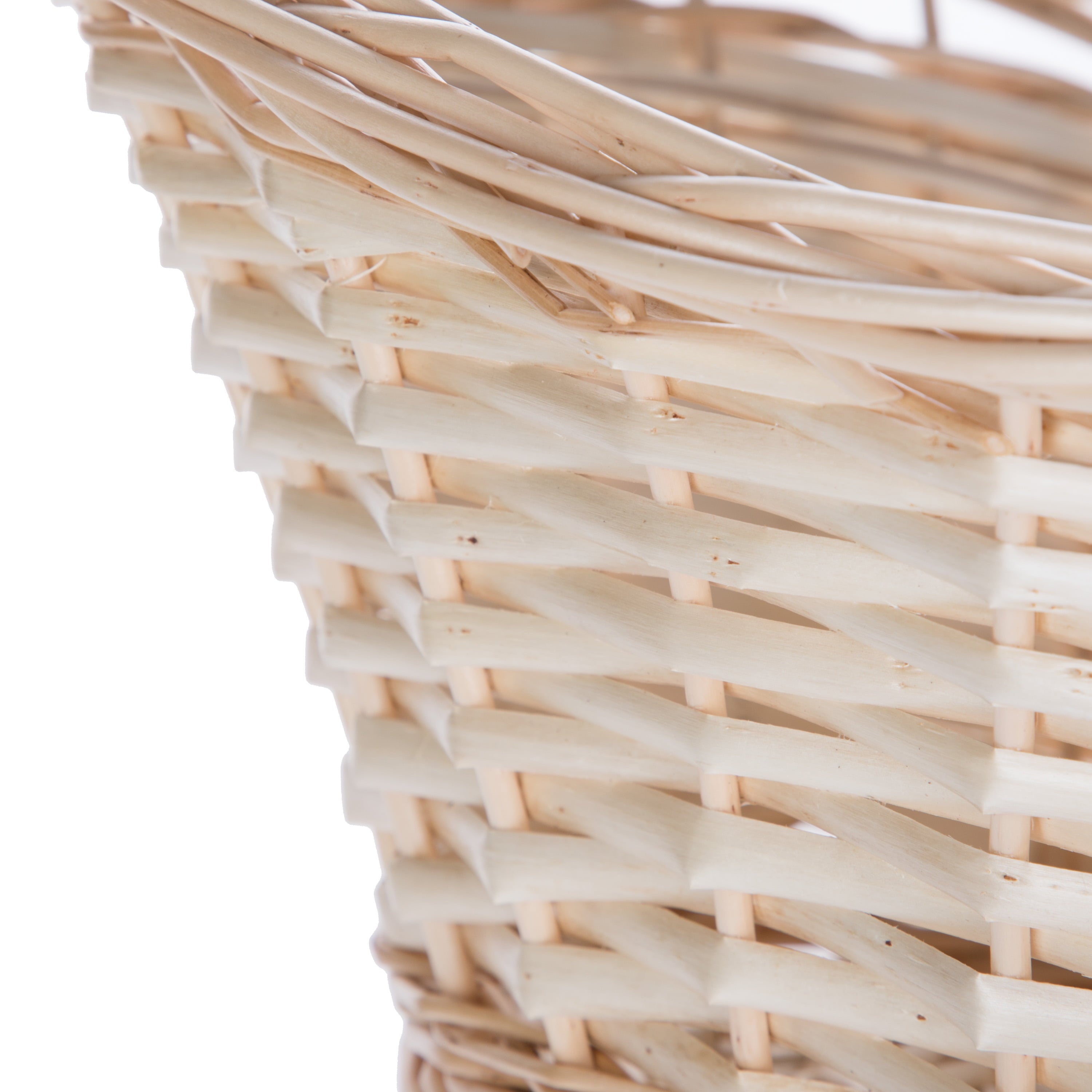 Decorative Oval Split Willow Basket with Cutout Handles, 16.14” L X 11.42” W X 7.08” H