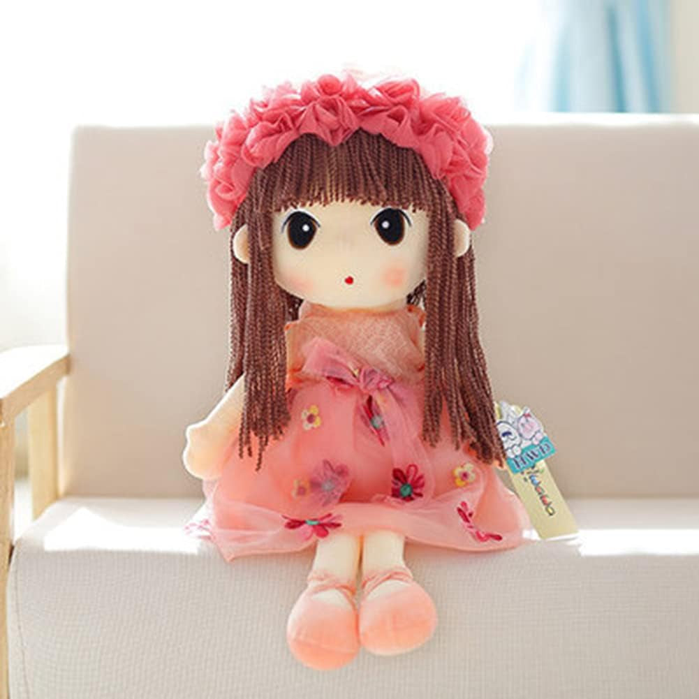 Soft Baby Doll with Clothes, Kawaii 17.7 Rag Doll Ragdoll Stuffed Plush Girl Toy Doll with Hat Skirt Handmade Princess Plush Toy Baby Girls Sleeping Partner Doll Xmas Birthday Gift