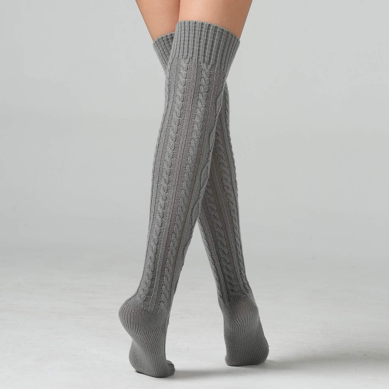 Women'S Cable Knit Thigh High Boot Socks Extra Long Winter Stockings Leg Warmers