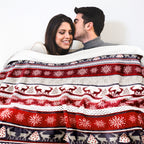 Christmas Blanket Holiday Theme Print Warm Sherpa Fleece Throw Sofa Couch Bed