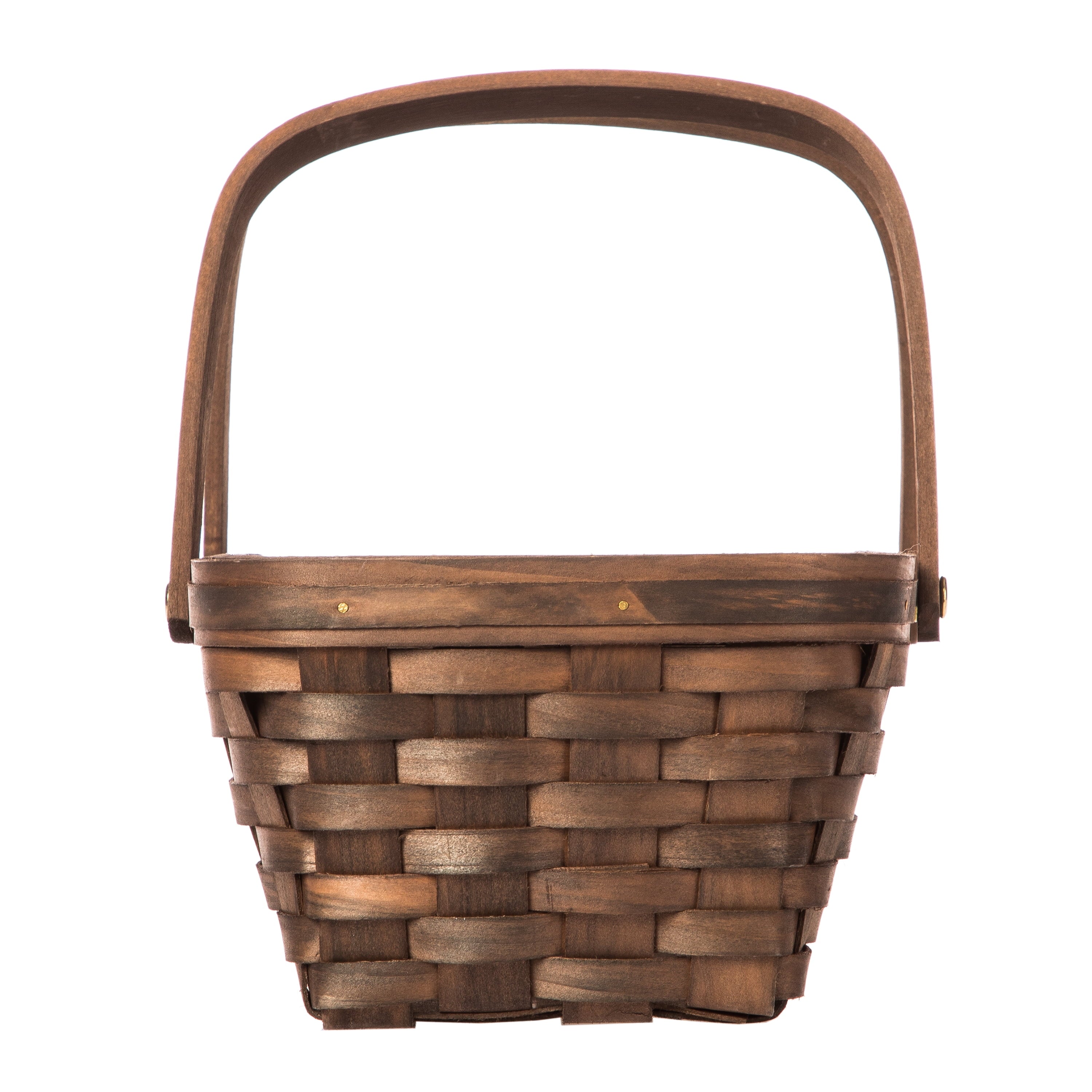 Woodchip Storage Basket with Handles, Dark Brown, 6.5"W X 12"L X 3.94"H