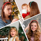 2Pcs Christmas Headbands for Women Bright Silk Braided Headbands Green Red Braided Hair Band