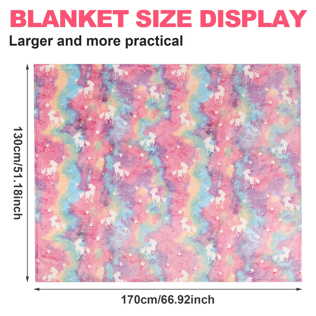 Glow in the Dark Blanket Unicorn Blanket for Girls, Unicorns Gifts for Girls , Birthday Gifts Christmas Valentines Gifts