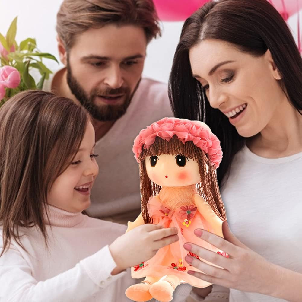 Soft Baby Doll with Clothes, Kawaii 17.7 Rag Doll Ragdoll Stuffed Plush Girl Toy Doll with Hat Skirt Handmade Princess Plush Toy Baby Girls Sleeping Partner Doll Xmas Birthday Gift