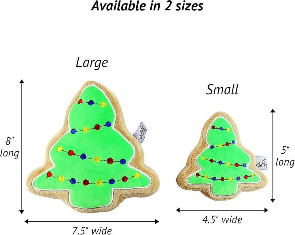 Christmas Sugar Cookie Plush Dog Toy (Christmas Tree, Large)- Squeaky Holiday Pet Gift Toy