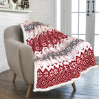 Christmas Blanket Holiday Theme Print Warm Sherpa Fleece Throw Sofa Couch Bed